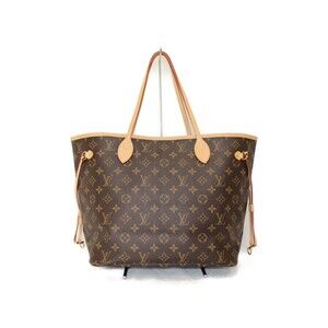 Louis Vuitton Monogram Red Canvas LV Neverfull Brown Handbag Bag Tote Cerise